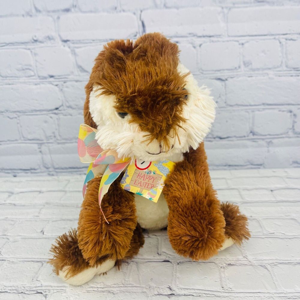 Dan Dee Brown Bunny Rabbit Pastel Bow Collector's Choice Stuffed Animal 12” NWT
